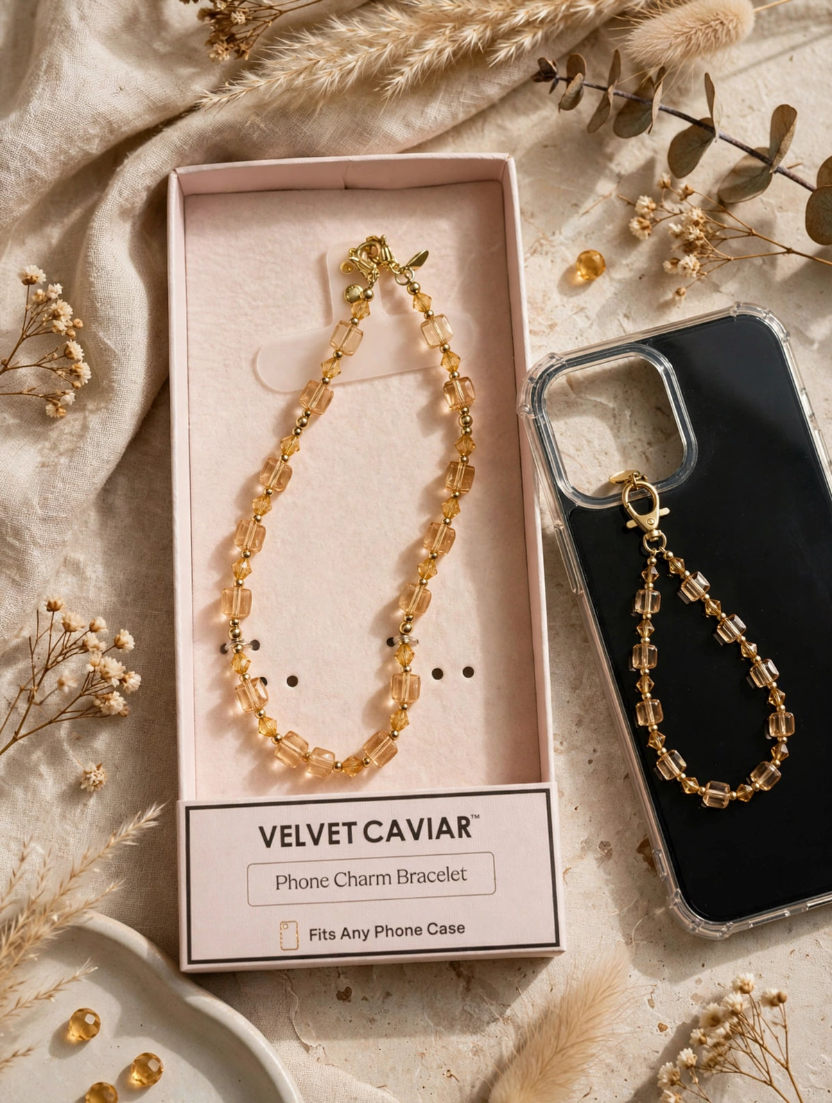 Gold beaded Phone Charm – Beaded Star Phone Strap Wristlet, Cute Phone
