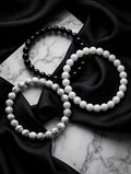 Healing Crystal Bracelet set-black Tourmaline, Howlite &white Jade, 3 Pieces protection Bracelet